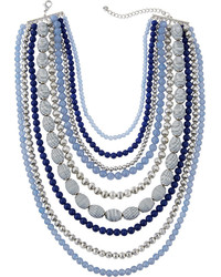Lydell NYC Nine Layer Statet Beaded Necklace Blue