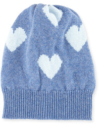 Rosie Sugden Cashmere Heart Beanie Hat Bluelight Blue
