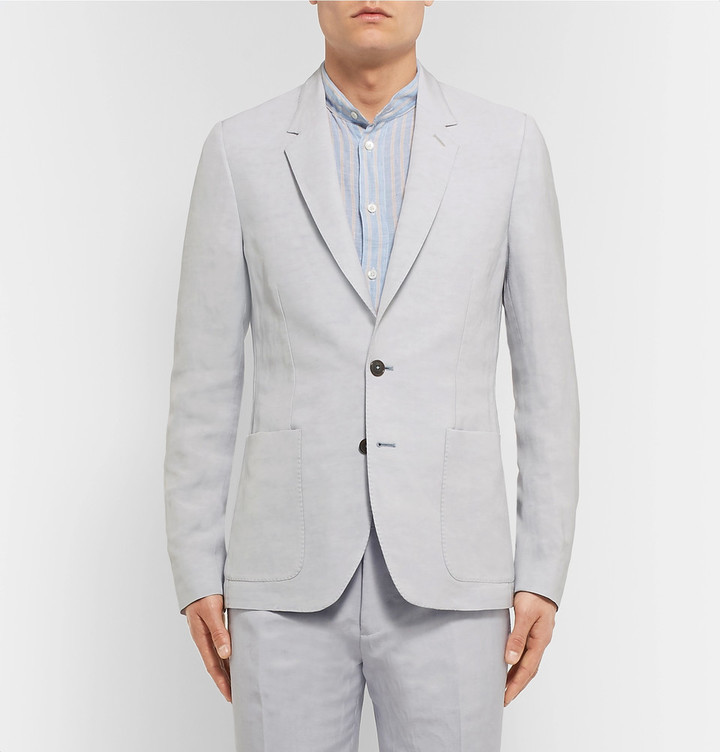 Paul Smith Blue Soho Slim Fit Linen Blend Suit Jacket, $995 | MR PORTER ...