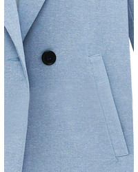 Choies Blue Lapel Single Button Longline Blazer