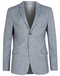 Topman Light Blue Warm Handle Skinny Fit Blazer With Check Collar
