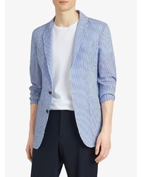 Burberry Slim Fit Cotton Blend Seersucker Tailored Jacket