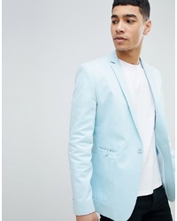 ASOS DESIGN Super Skinny Blazer In Light Blue Cotton