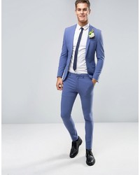 Asos Wedding Super Skinny Suit Jacket In Deep Blue