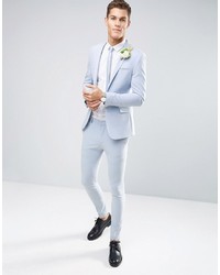 Asos Wedding Super Skinny Suit Jacket In Soft Blue