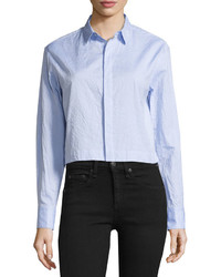 Rag & Bone Adry Cropped Button Up Blouse Blue