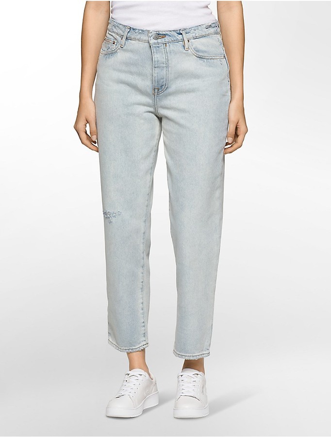 Calvin Klein Boyfriend Fit Blue Acid Wash Jeans, $99 | Calvin Klein |  Lookastic