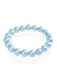 Bling Jewelry Light Blue South Sea Shell Round Pearl Stretch Bracelet 10mm