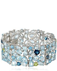 Kenneth Jay Lane Fine Jewelry Sterling Silver Blue And White Topaz And Peridot Bracelet