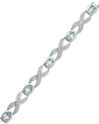Macy's Sterling Silver Plated Bracelet Blue Topaz And Diamond Accent Xo Bracelet