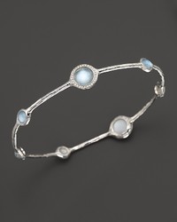 Ippolita Sterling Silver Stella 7 Stone Mini Lollipop Bangle In Blue Topaz And Mother Of Pearl Doublet With Diamonds