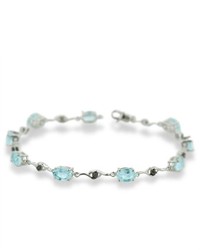 superjeweler 4ct Blue Topaz And Black Diamond Bracelet In Sterling Silver 7 Inches