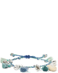 Chan Luu Tasseled Silver Tone And Shell Bracelet Blue