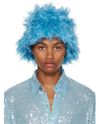 Dries Van Noten Blue Mohair Bucket Hat