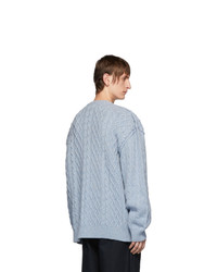 Raf Simons Blue Aran Crewneck Sweater