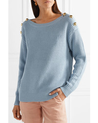 MICHAEL Michael Kors Embellished Ribbed Cotton Blend Sweater