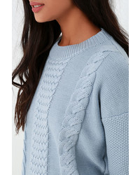 rhythm Fleetwood Light Blue Cable Knit Sweater
