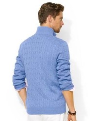 Polo Ralph Lauren Half Zip Cable Knit Tussah Silk Sweater