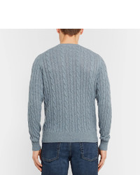 Loro Piana Slim Fit Cable Knit Mlange Baby Cashmere Sweater