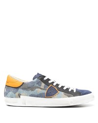 Light Blue Camouflage Canvas Low Top Sneakers