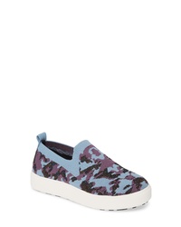 Light Blue Camouflage Canvas Slip-on Sneakers