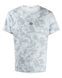 Light Blue Camouflage Crew-neck T-shirt