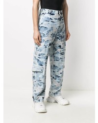 Valentino Camouflage Pattern Distressed Jeans