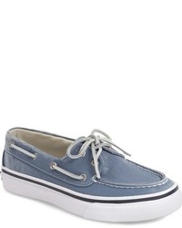Men's Light Blue Canvas Boat Shoes by 
