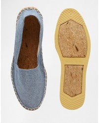 Asos Brand Canvas Espadrilles In Blue Chambray