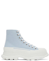 Alexander McQueen Blue White Tread Slick High Sneakers