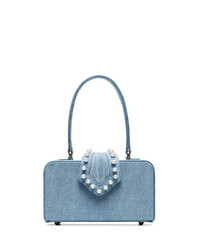 Mehry Mu Blue In The 50s Pearl Embellished Denim Box Bag