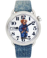Polo Ralph Lauren Blue Brown Denim Flag Polo Bear 42mm Watch