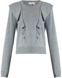 Chloé Chlo Frilled Cashmere And Cotton Blend Sweater
