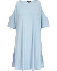 River Island Light Blue Cold Shoulder T Shirt Dress