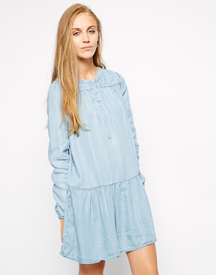 light blue casual dress with sleeves
