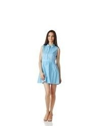 Stanzino Light Blue Sleeveless Shirt Dress