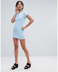 Daisy Street T Shirt Dress With Tie Waist And Zip Front