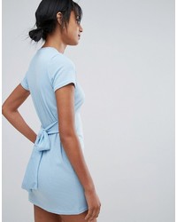 Daisy Street T Shirt Dress With Tie Waist And Zip Front