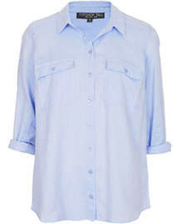 Topshop Soft Casual Chambray Shirt With Two Button Down Chest Pockets 100% Cotton Machine Washable