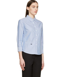 Band Of Outsiders Blue Cropped Sleeve Chambray Shirt