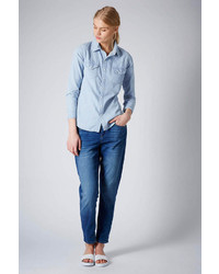 Topshop Moto Fitted Chambray Shirt