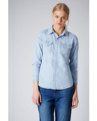 Topshop Moto Fitted Chambray Shirt