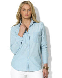 Lauren Ralph Lauren Plus Size Long Sleeve Chambray Shirt