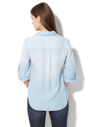 New York & Co. Soho Soft Shirt Ultra Soft Chambray Light Blue