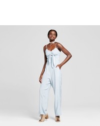 Layered With Love Chambray Dot Tie Front Jumpsuit