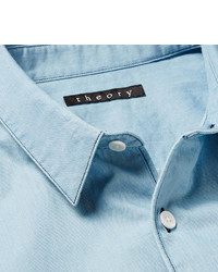 Theory Benner Slim Fit Bleached Cotton Chambray Shirt