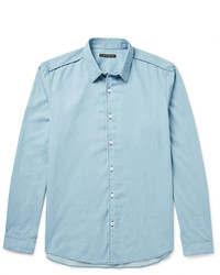 Theory Benner Slim Fit Bleached Cotton Chambray Shirt