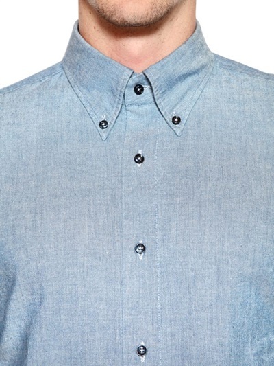 Boglioli Cotton Chambray Button Down Shirt, $250 | LUISAVIAROMA | Lookastic