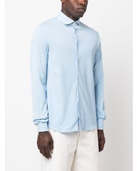 Fedeli Chambray Spread Collar Cotton Shirt