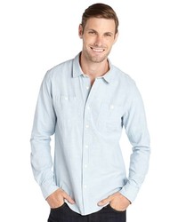Jachs Blue Cotton Chambray Button Front Shirt